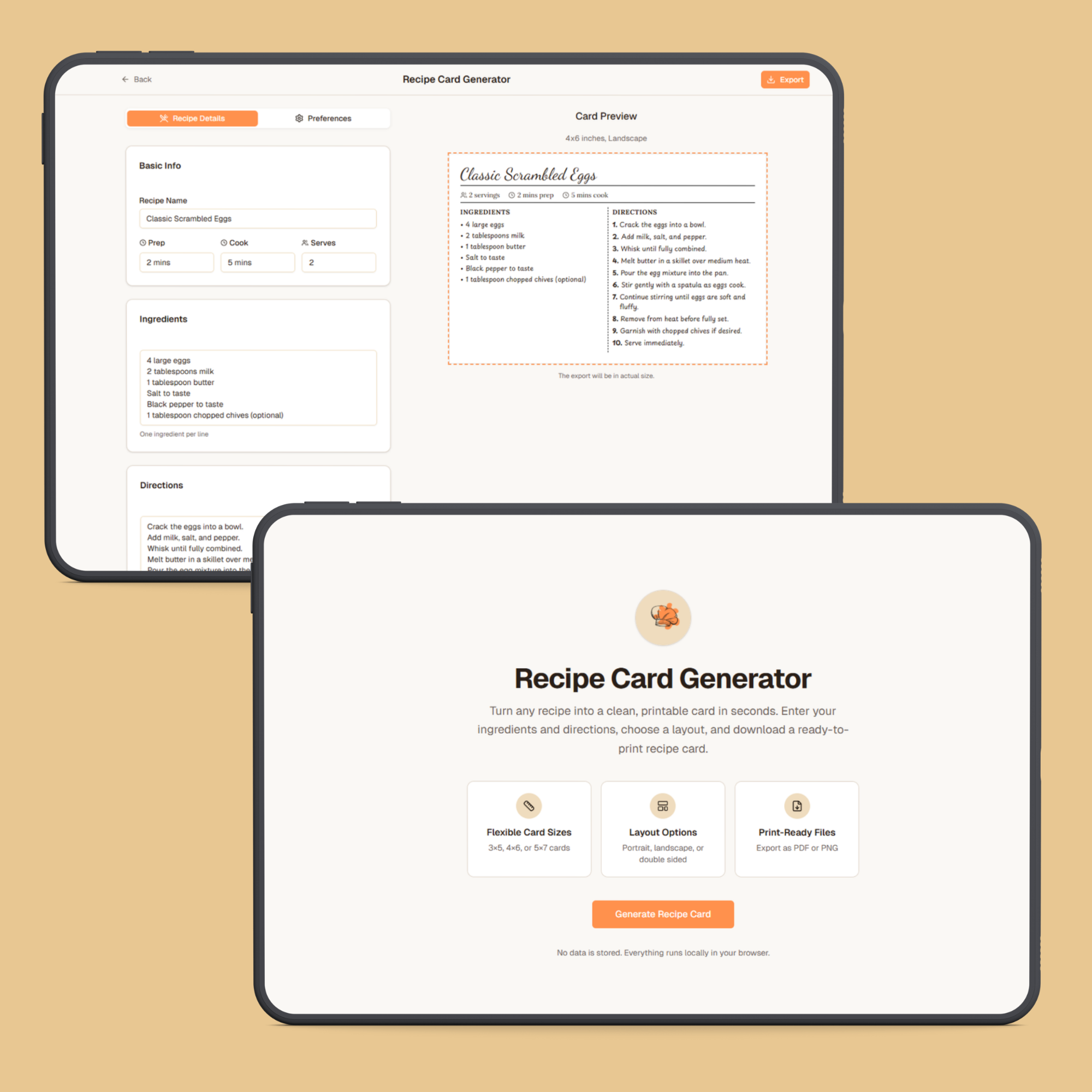 Preview of Recipe Card Generator